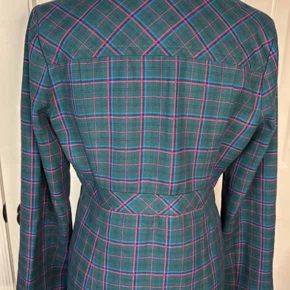 SUSINA Teal/Pink Plaid Womens Lightweight Lined Flannel Peacoat Jacket Sz L - Picture 6 of 11